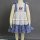 Fashion blue-white check  poplin fabric embroidered dress